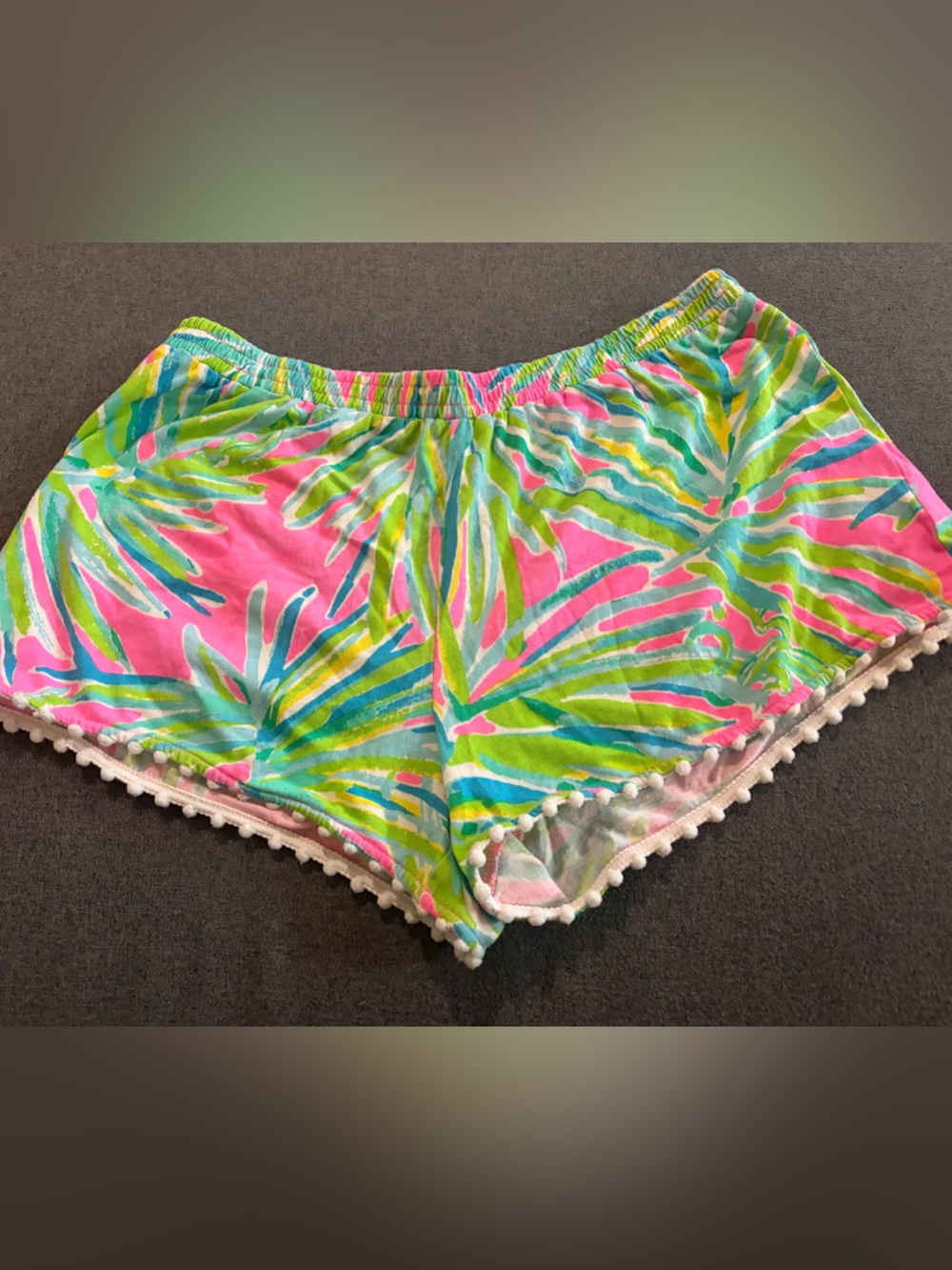 Lilly Pulitzer Pink Tropical Print Pom-Trim Shorts